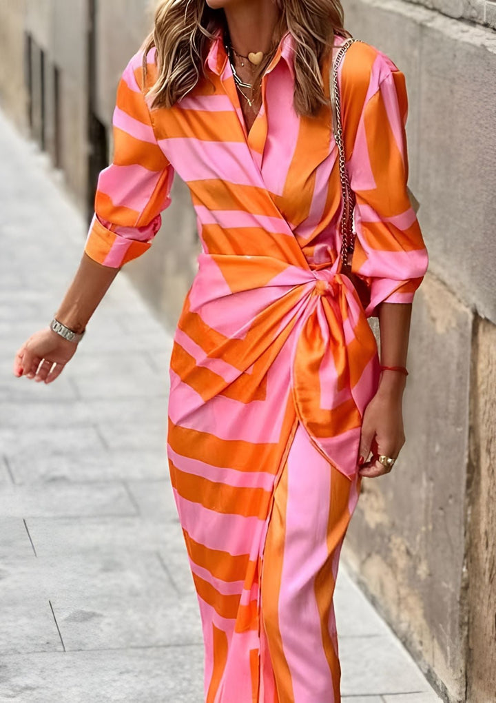 Olivia – Robe Chemise Ajustée à la Taille avec Imprimé