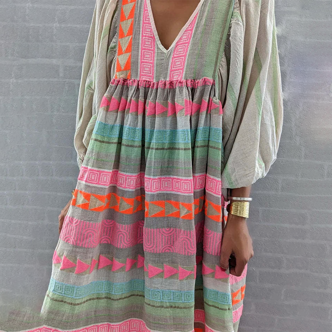 Ziggy - Robe maxi à manches bouffantes et décolleté en V rétro