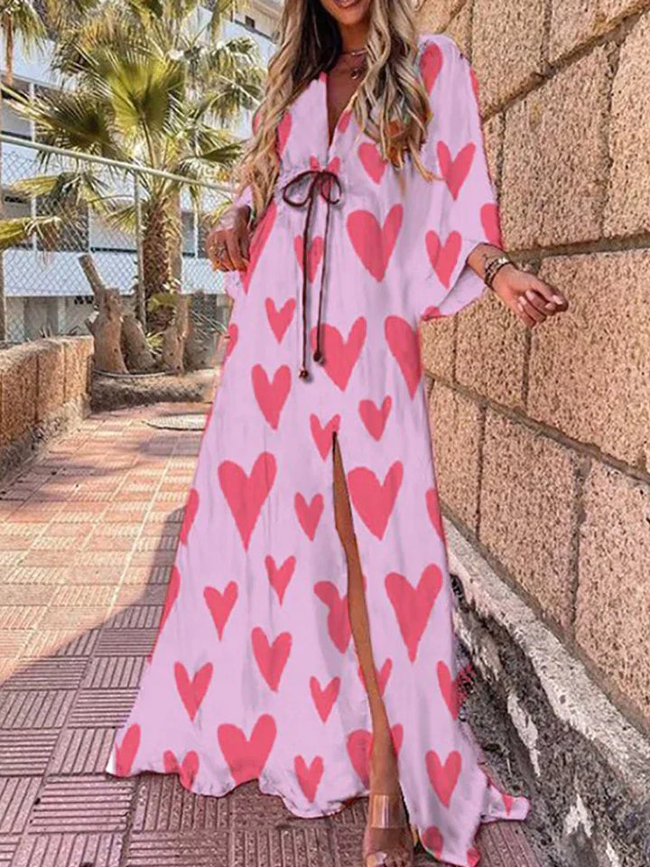 Lara - Robe Boho Rouge avec Imprimé Audacieux
