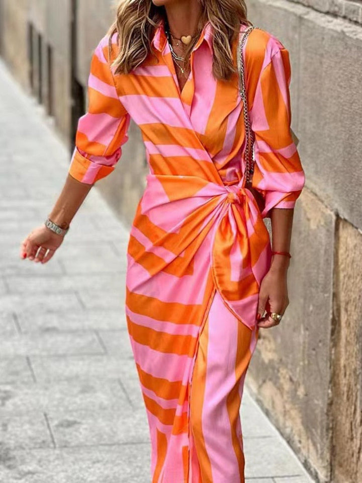 Clarissa | Striped Midi Shirt Dress
