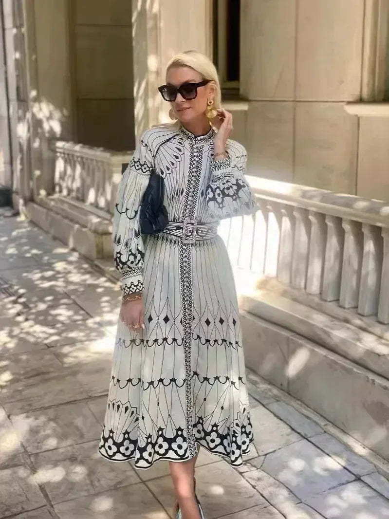 Eulalia - Robe Bohème à Col Montant Vintage