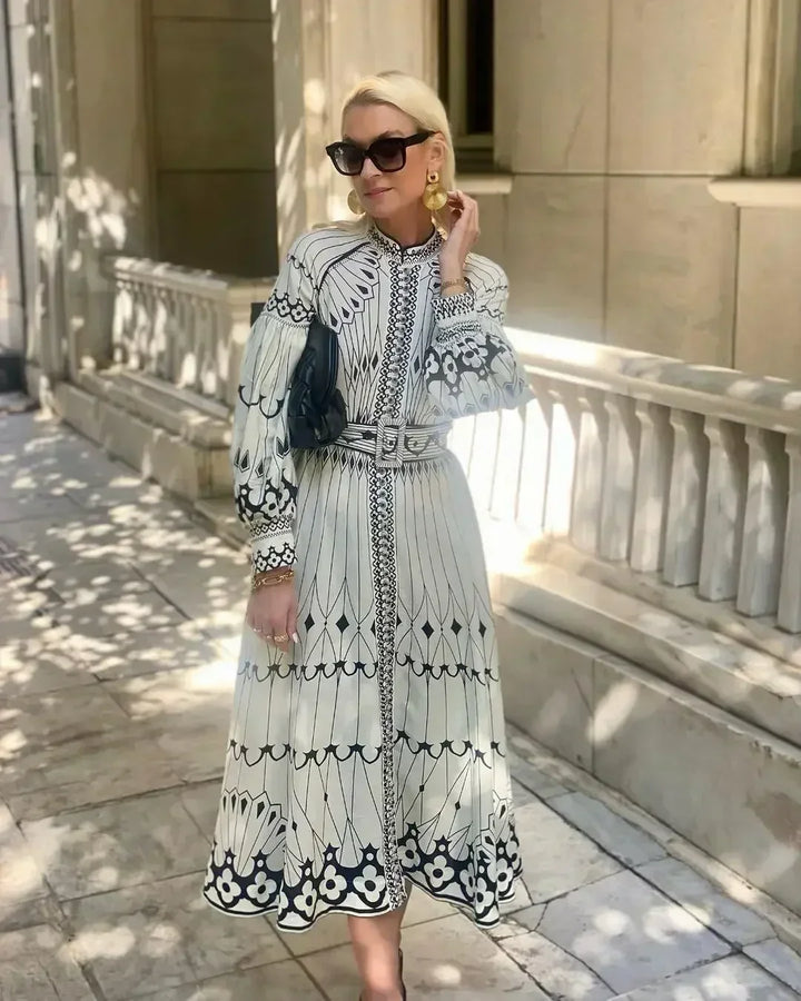 Eulalia - Robe Bohème à Col Montant Vintage