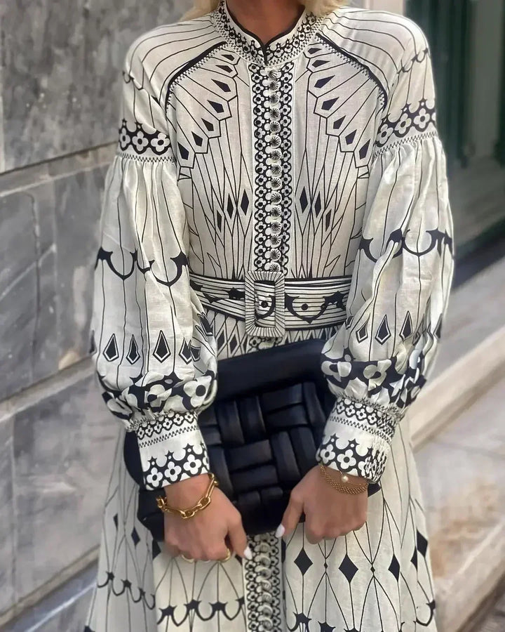 Eulalia - Robe Bohème à Col Montant Vintage