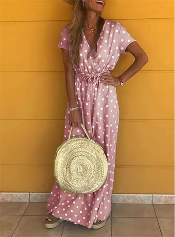 Maeve - Robe portefeuille à pois au style intemporel