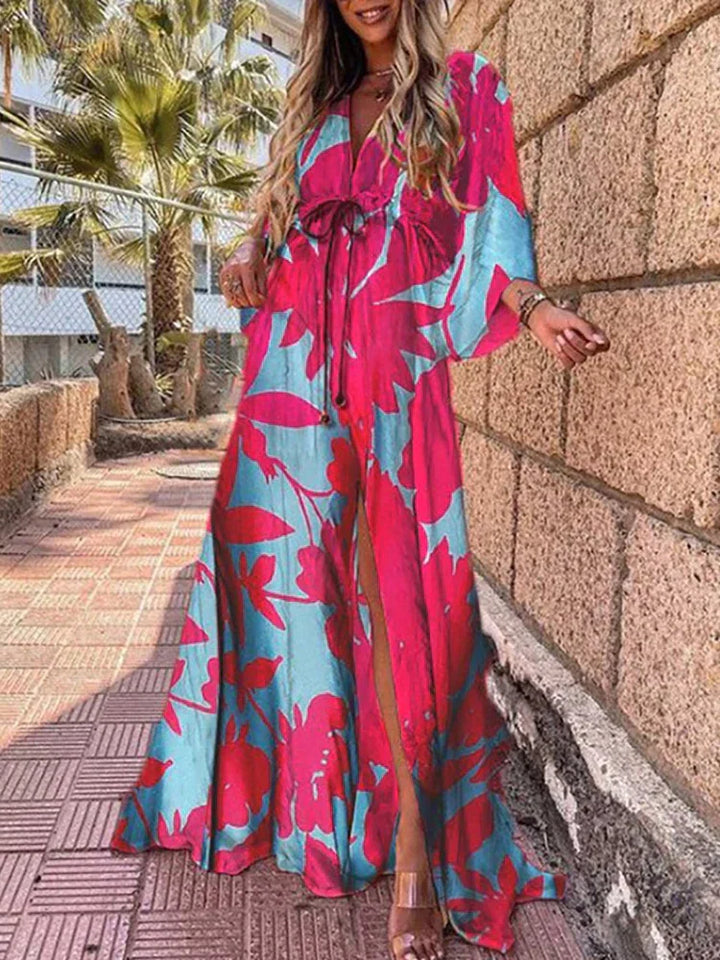 Lara - Robe Boho Rouge avec Imprimé Audacieux