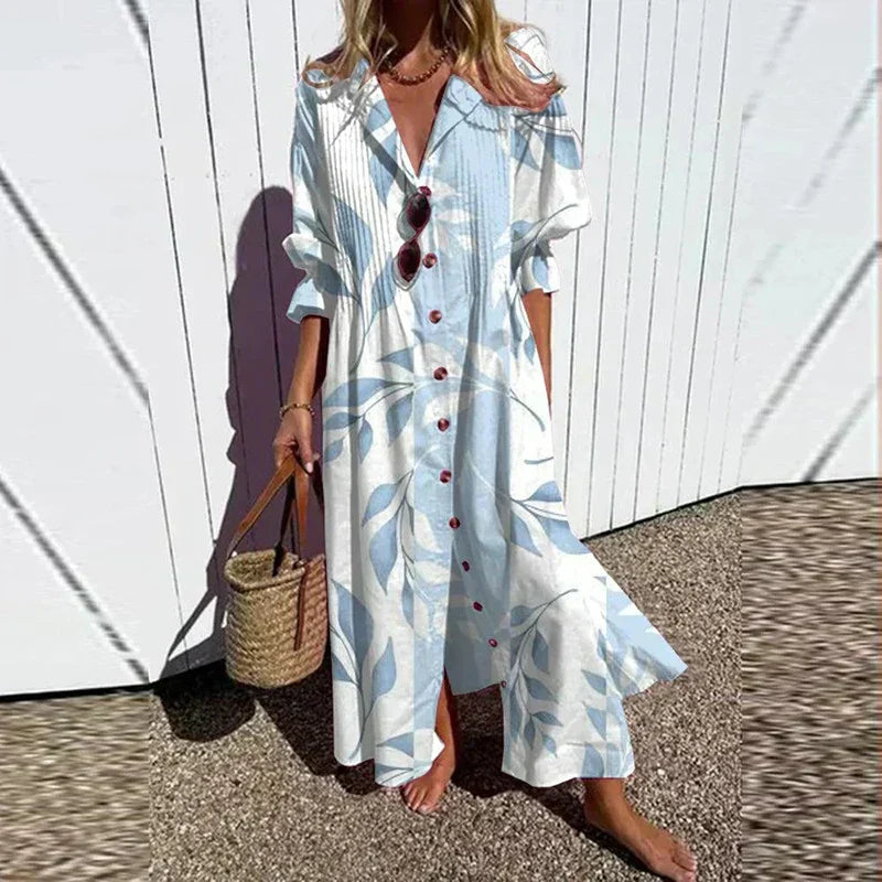 Cassidy - Robe Maxi Bohème à Manches Bouffantes