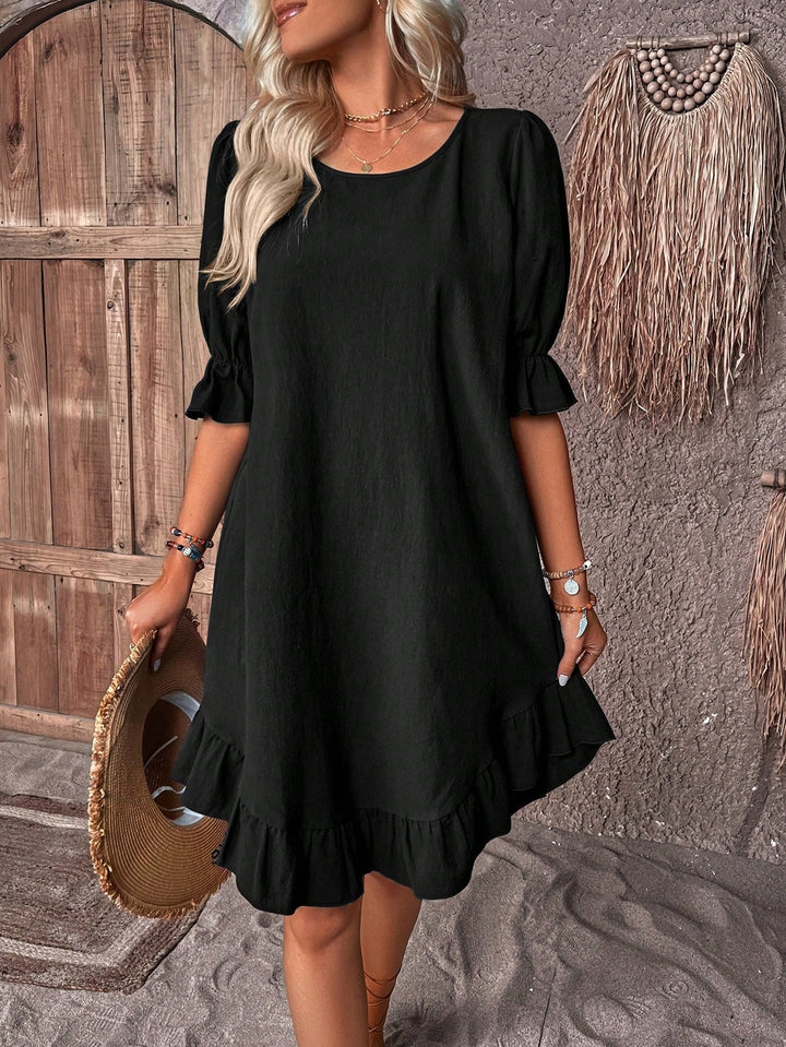 Isolde - Robe Midi à Manches Mi-Longues au Style Rétro