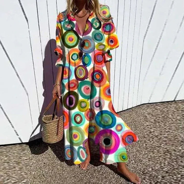 Cassidy - Robe Maxi Bohème à Manches Bouffantes