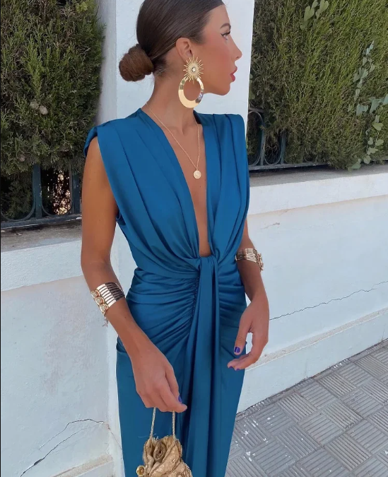 Selena - Robe Drapée Brillante