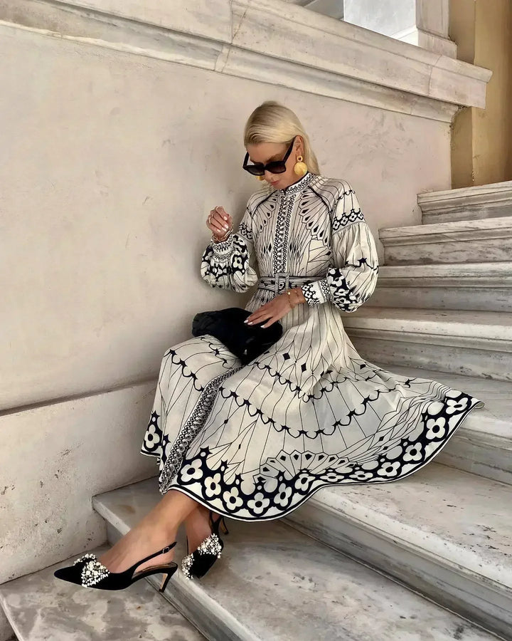 Eulalia - Robe Bohème à Col Montant Vintage