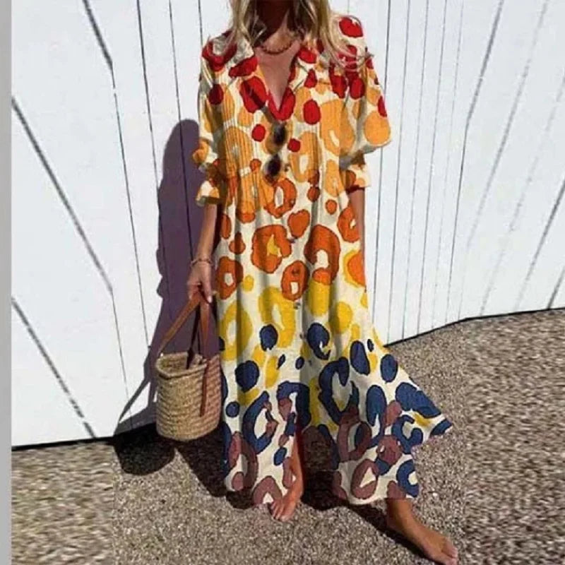 Cassidy - Robe Maxi Bohème à Manches Bouffantes