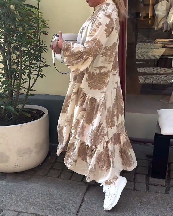 Giavanna - Robe longue à motifs avec manches évasées décontractée