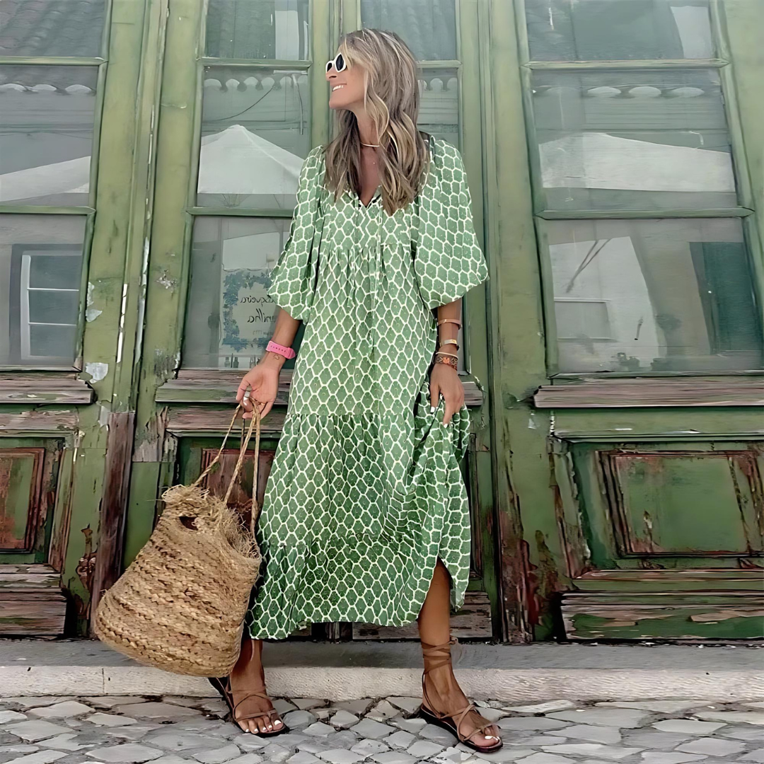 Mabel - Robe Aérée à Imprimé Géométrique Haute-Basse