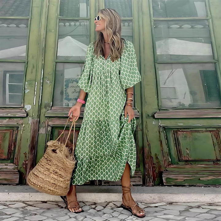 Mabel - Robe Aérée à Imprimé Géométrique Haute-Basse