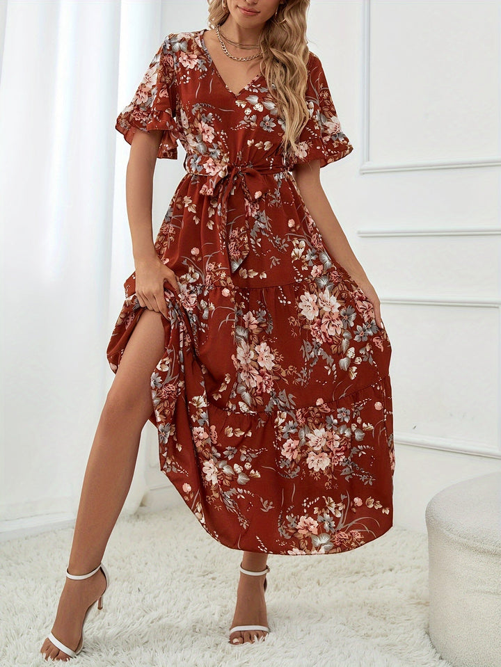 Rainn - Robe Florale à Manches Volantes