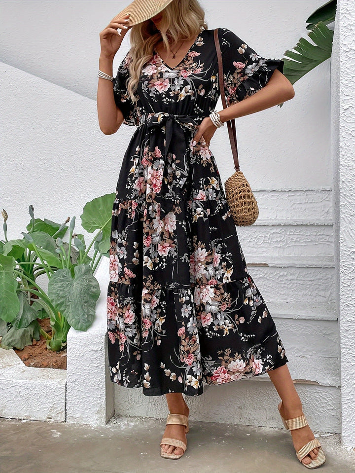 Rainn - Robe Florale à Manches Volantes