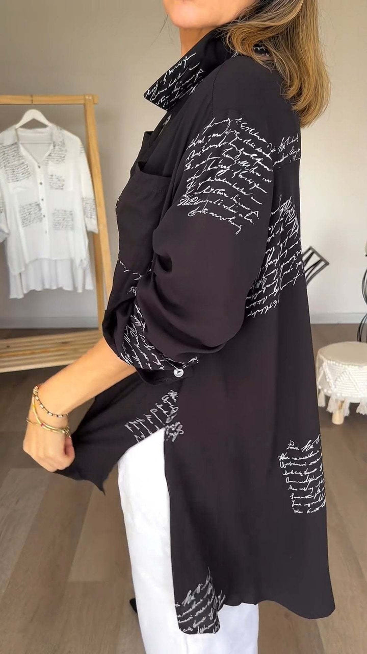 Callista™ - Chemise Boutonnée avec Écriture Manuscrite