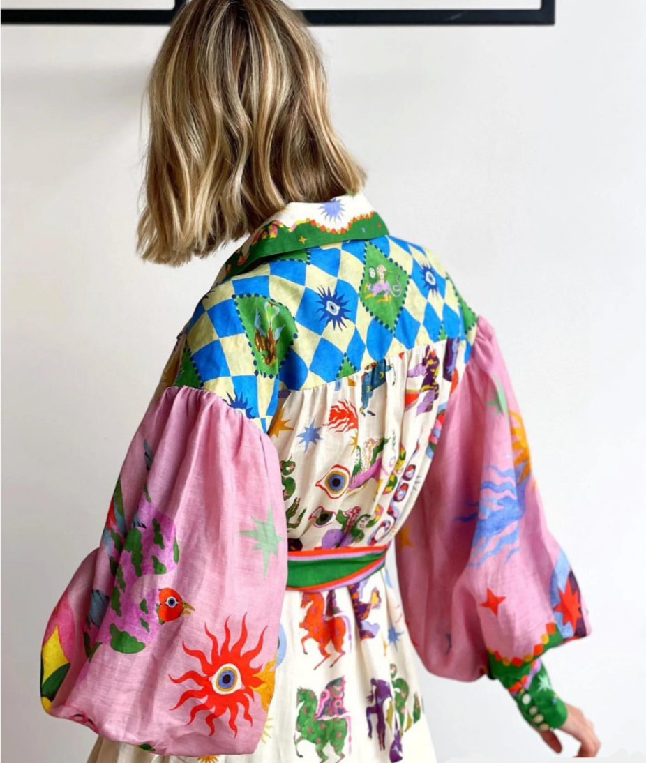 Capri - Robe Élégante à Manches Lanternes avec Ceinture