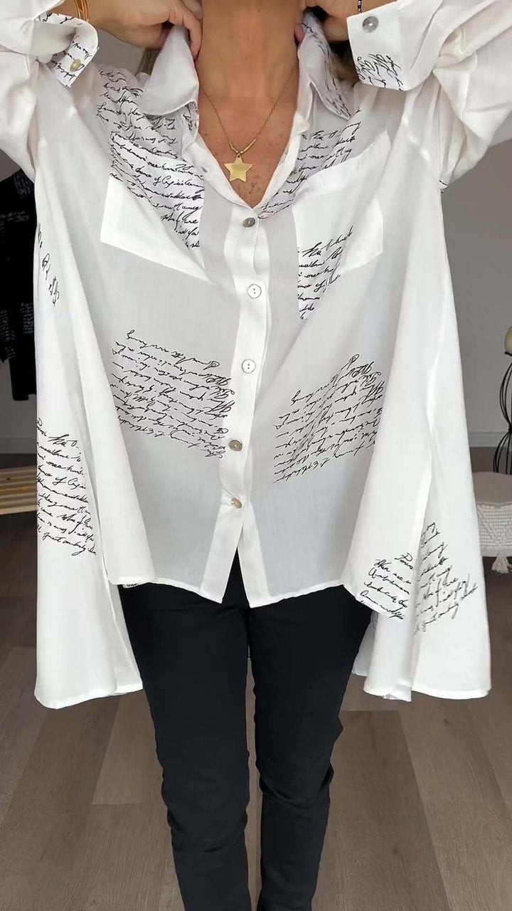 Callista™ - Chemise Boutonnée avec Écriture Manuscrite
