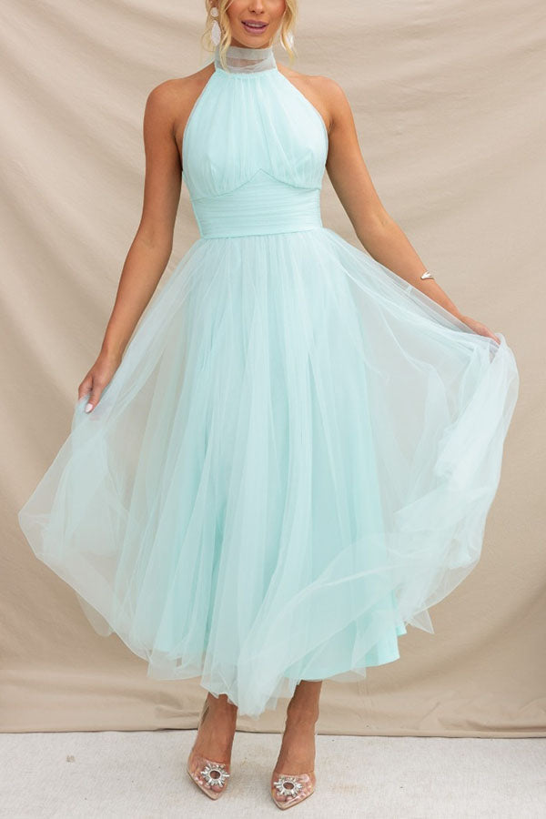 Pearlina - Élégante Robe en Maille à Col Montant