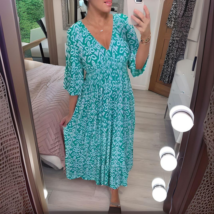 Malina - Robe d'Été Longue à Manches Évasées pour Plage