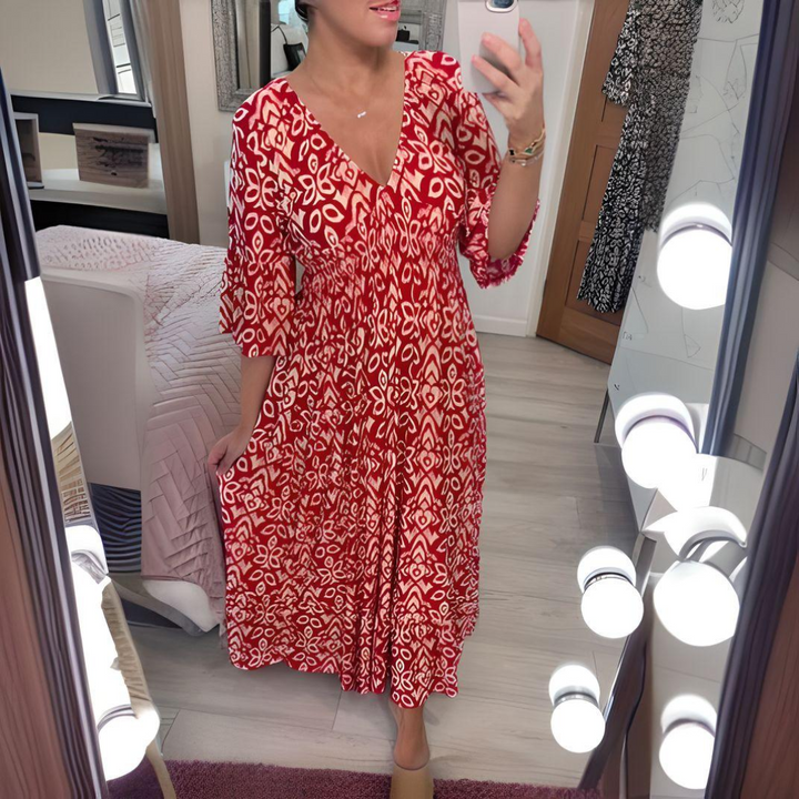 Malina - Robe d'Été Longue à Manches Évasées pour Plage