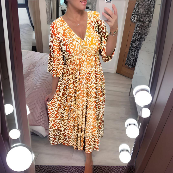 Malina - Robe d'Été Longue à Manches Évasées pour Plage