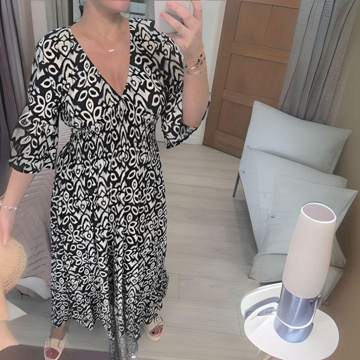 Malina - Robe d'Été Longue à Manches Évasées pour Plage