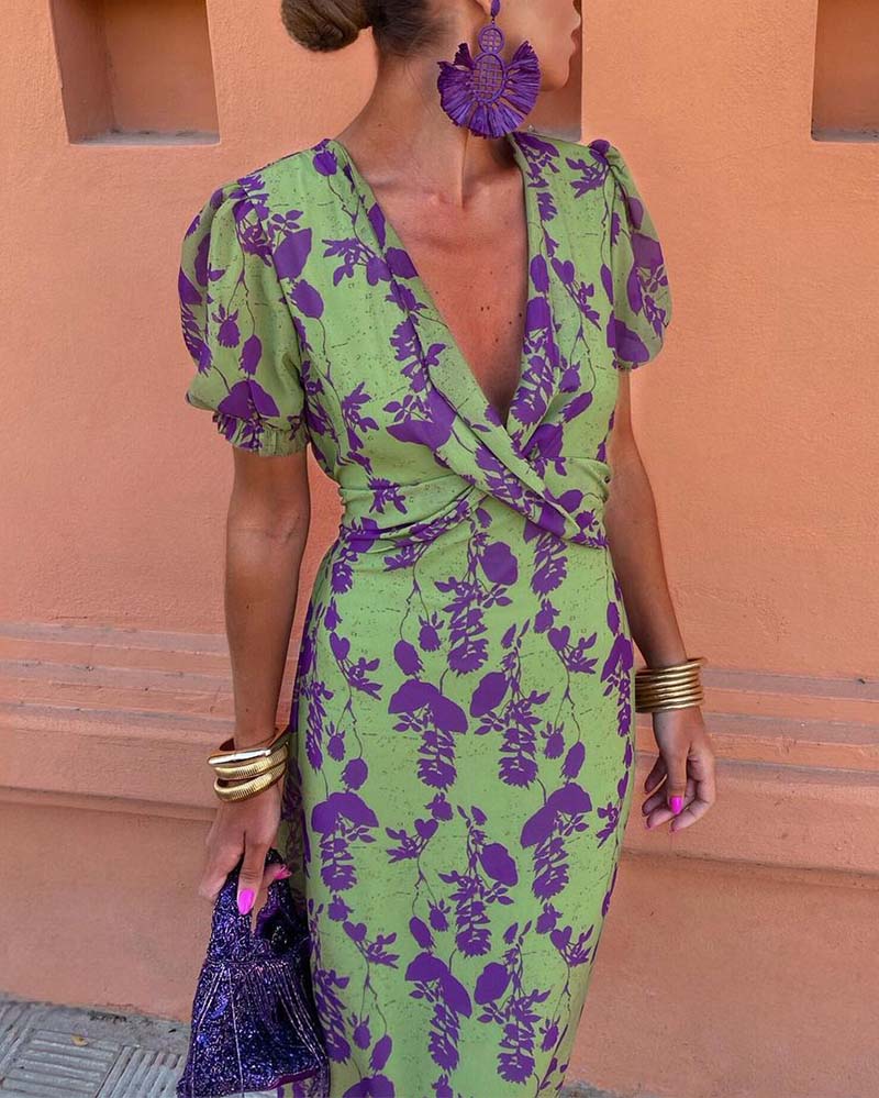 Della - Robe Bohème Plissée à Imprimé Floral pour Femmes