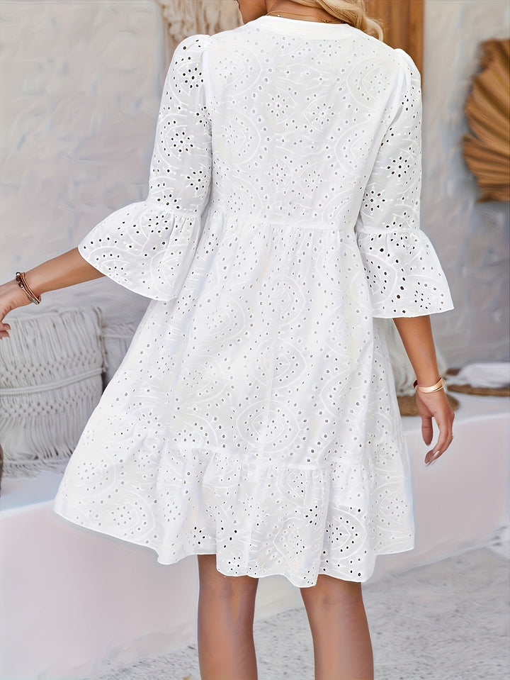 Adaire - Robe en Dentelle Crocheted à Manches 3/4
