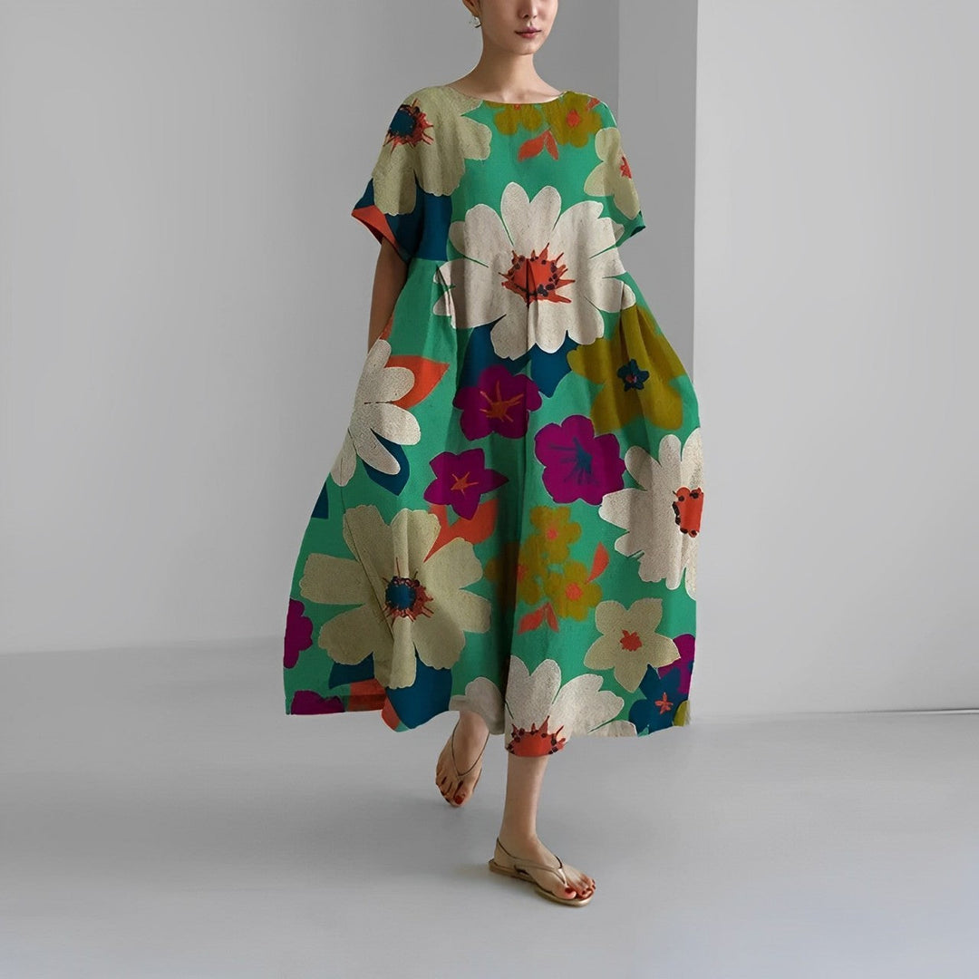 Daisy - Robe maxi fluide rétro avec volants généreux