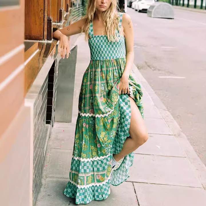 Maxi Boho Dress Basil - Sunlit Dreams
