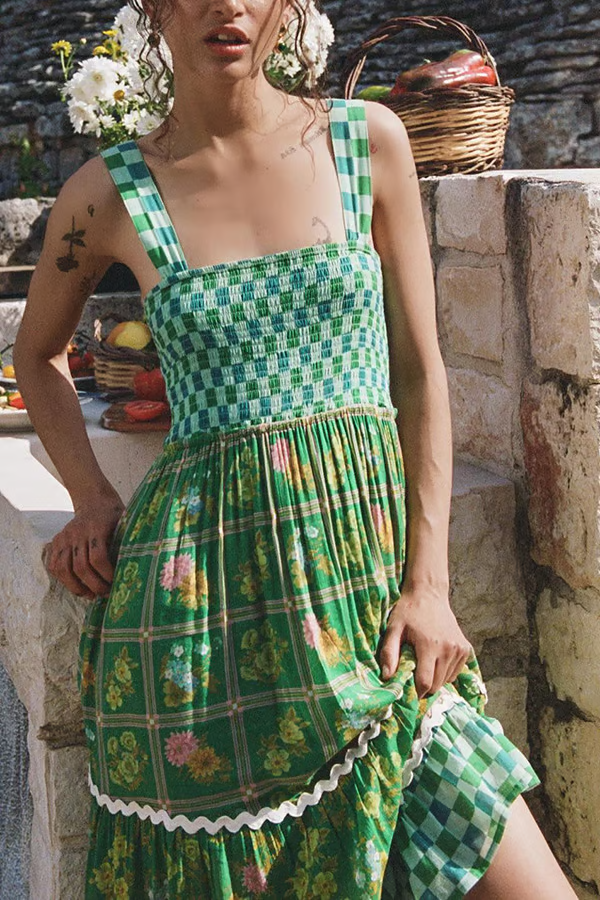 Maxi Boho Dress Basil - Sunlit Dreams