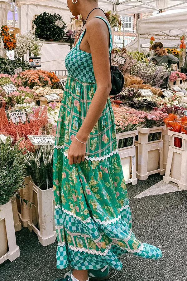 Maxi Boho Dress Basil - Sunlit Dreams