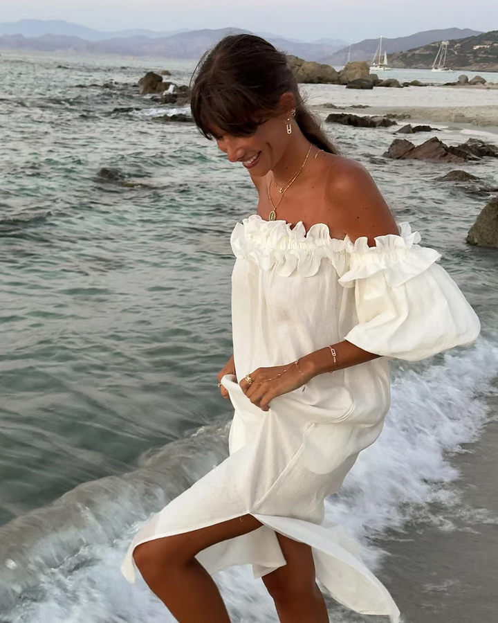 Sofia - Robe en Lin à Épaules Dénudées