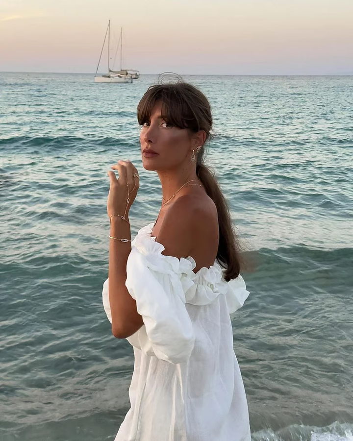 Sofia - Robe en Lin à Épaules Dénudées