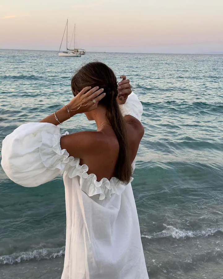 Sofia - Robe en Lin à Épaules Dénudées