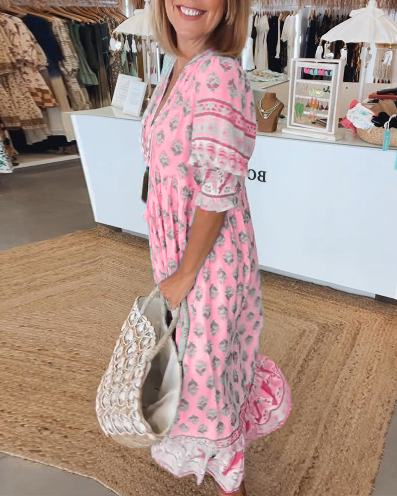 Peyton – Robe Bohème à Manches Longues en Forme de Lanternes