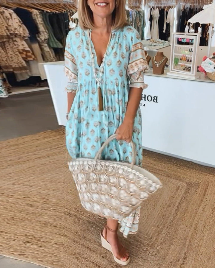 Peyton – Robe Bohème à Manches Longues en Forme de Lanternes
