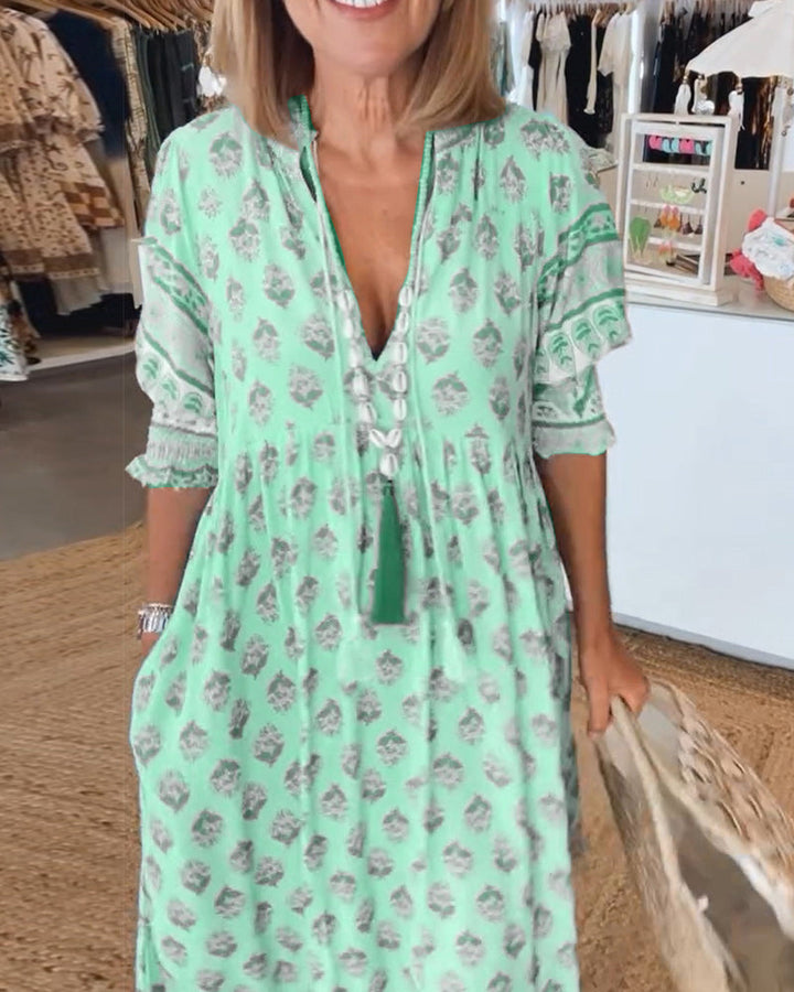 Peyton – Robe Bohème à Manches Longues en Forme de Lanternes