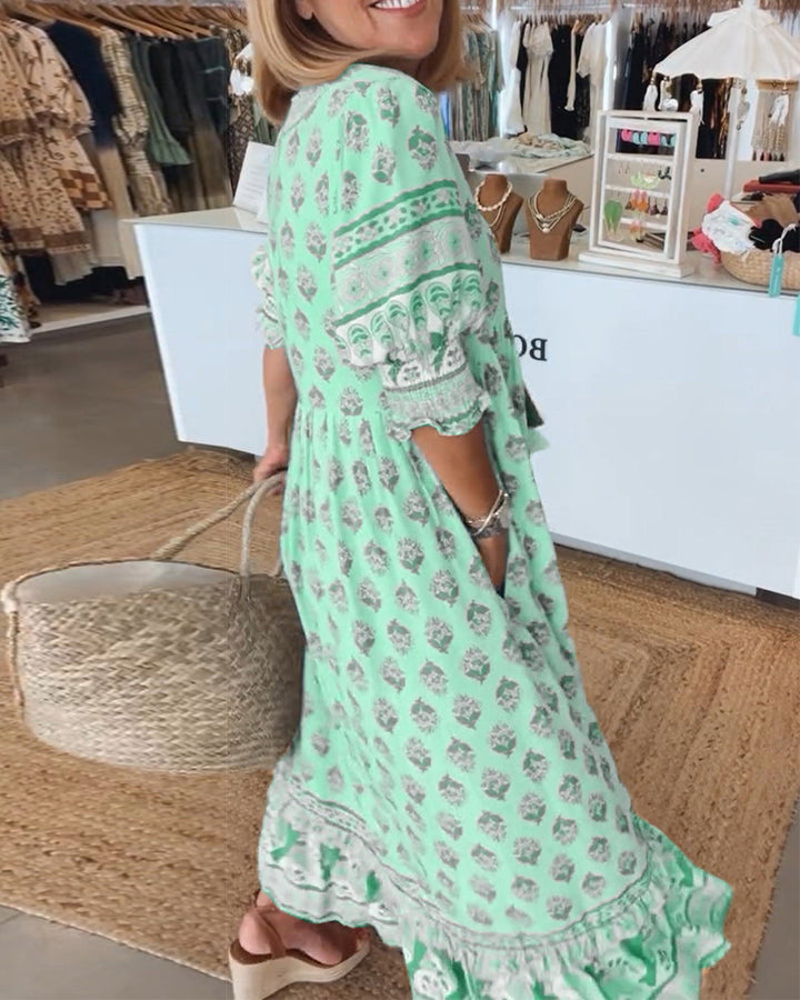 Peyton – Robe Bohème à Manches Longues en Forme de Lanternes
