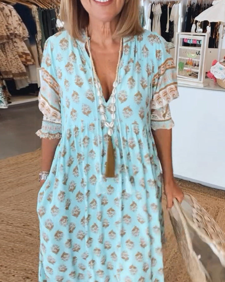 Peyton – Robe Bohème à Manches Longues en Forme de Lanternes
