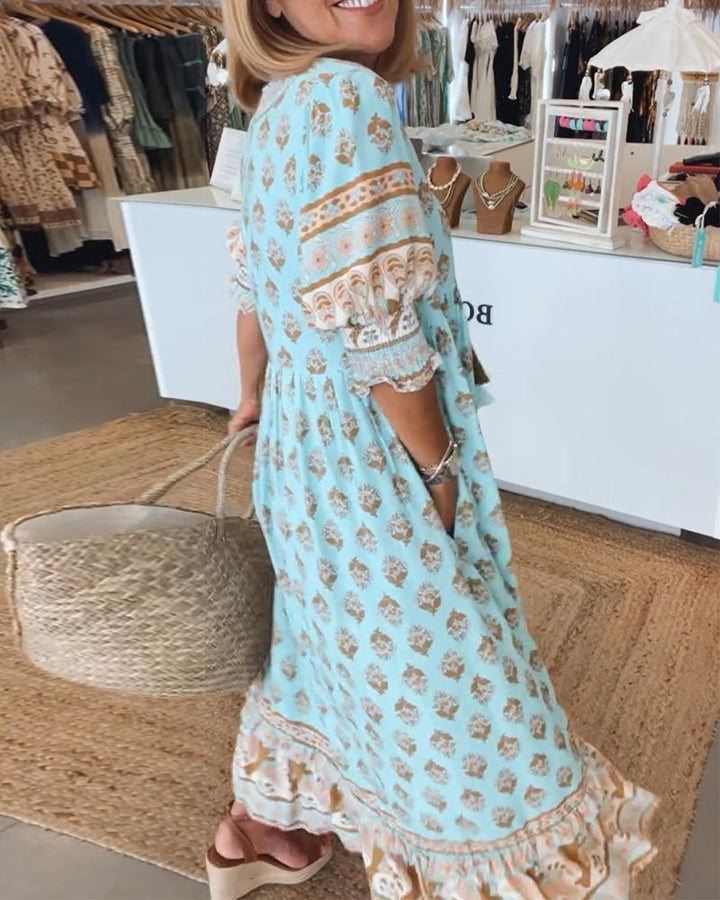 Peyton – Robe Bohème à Manches Longues en Forme de Lanternes