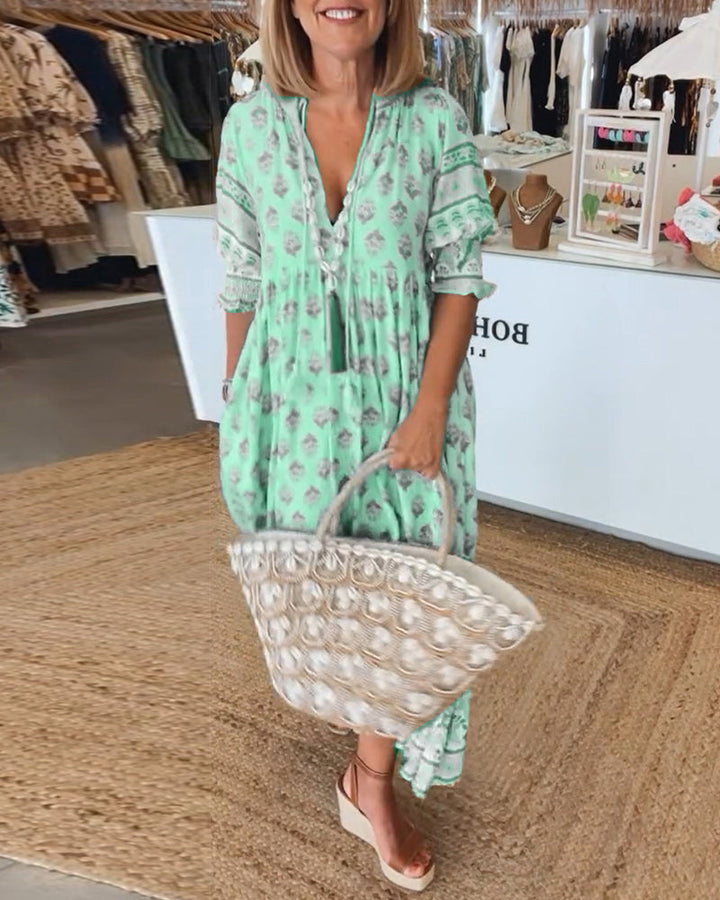 Peyton – Robe Bohème à Manches Longues en Forme de Lanternes