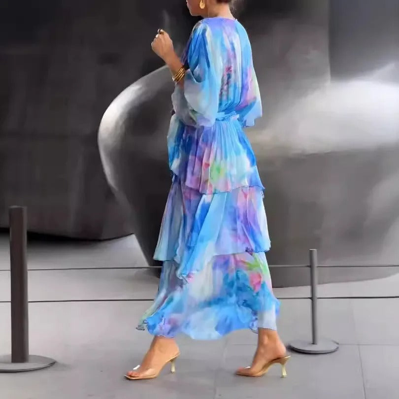 Solstice - Robe de soirée longue à manches mi-longues et légère