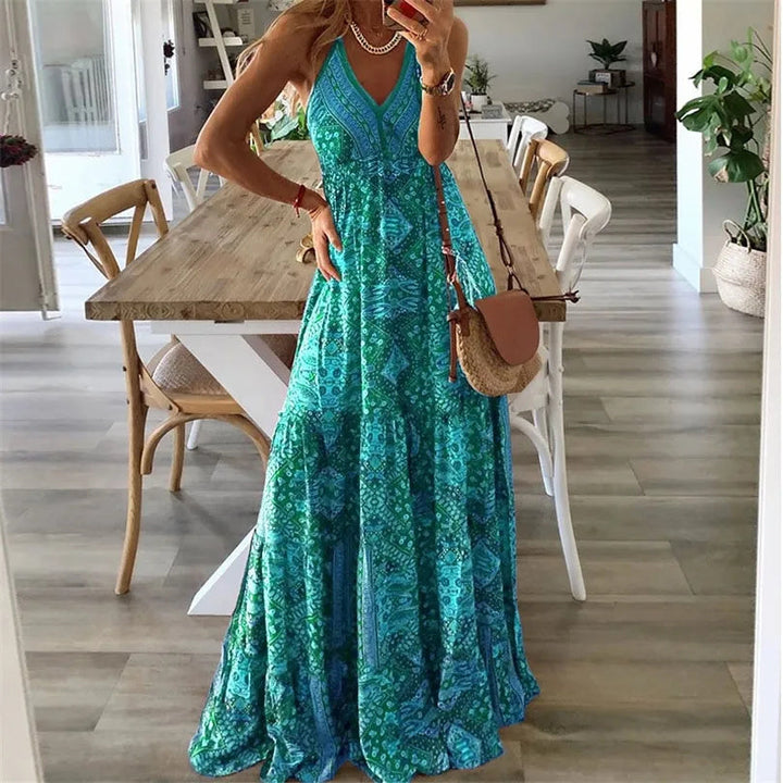 Wren - Robe Maxi Boho à Décolleté V et Bretelles Spaghetti