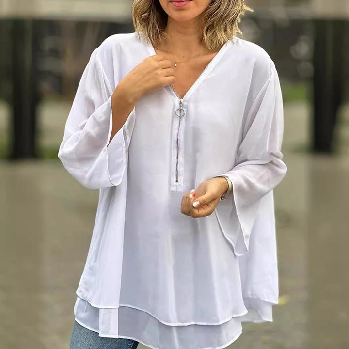 Heidi™ - Fluide V-Neck Zip Top