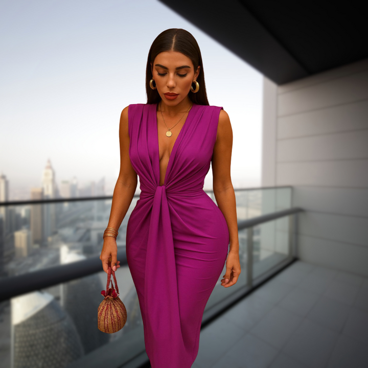 Selena - Robe Drapée Brillante