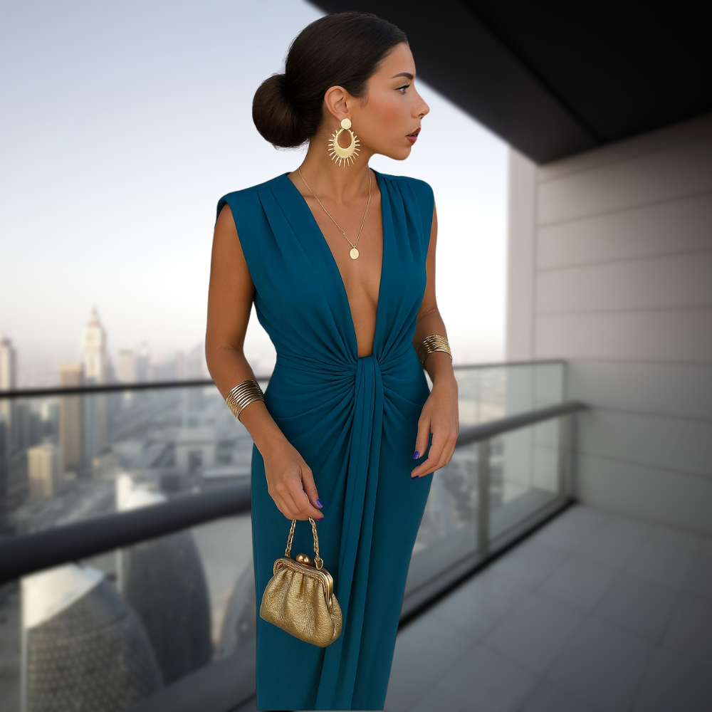 Selena - Robe Drapée Brillante