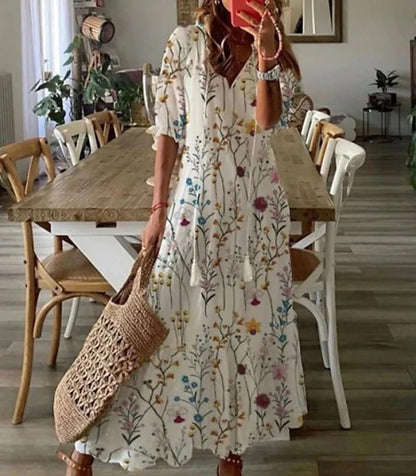 Sophia - Robe d'été vintage boho à décolleté en V